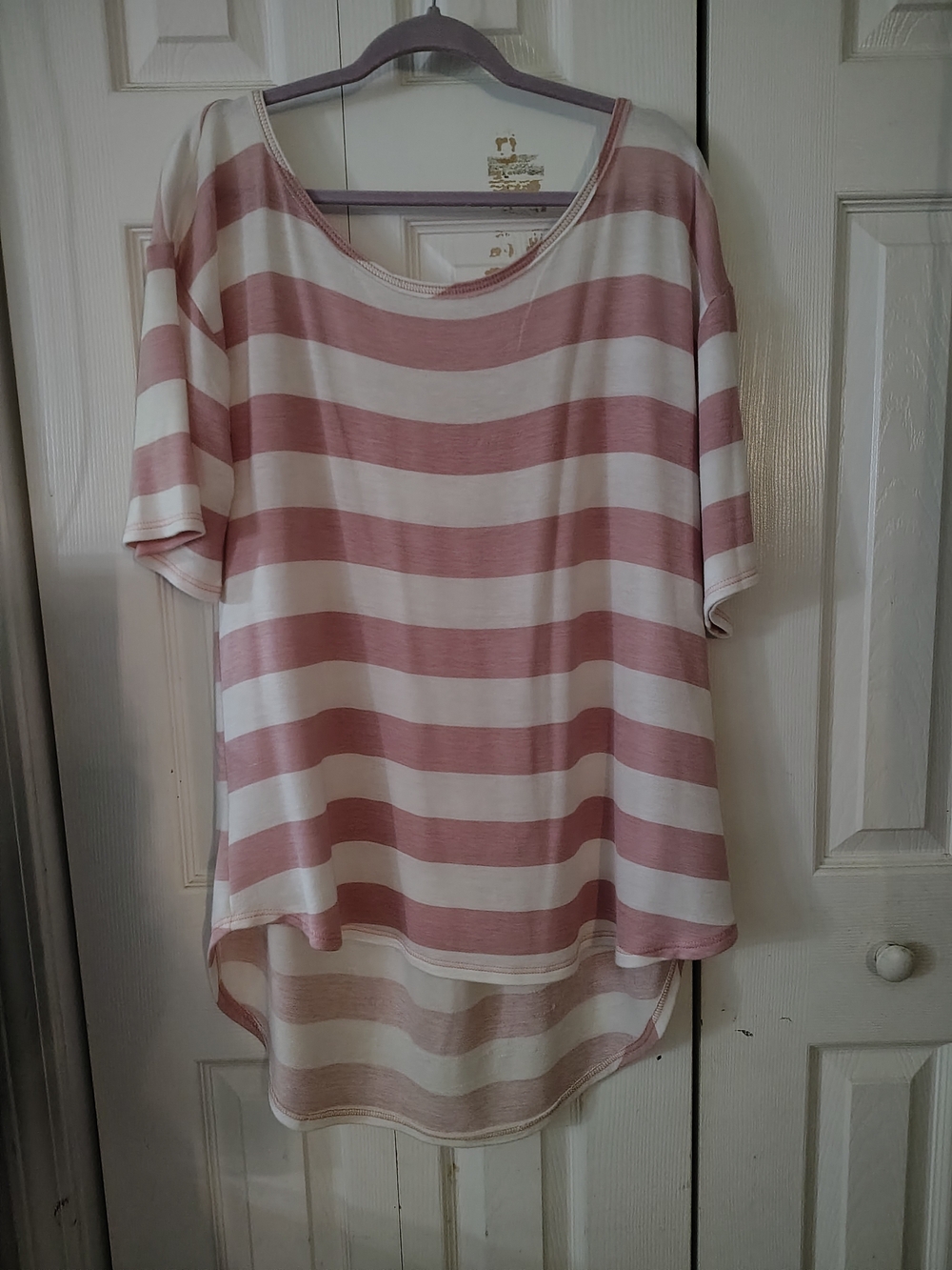 My Story Blush and Cream Striped Scoop Neck Top